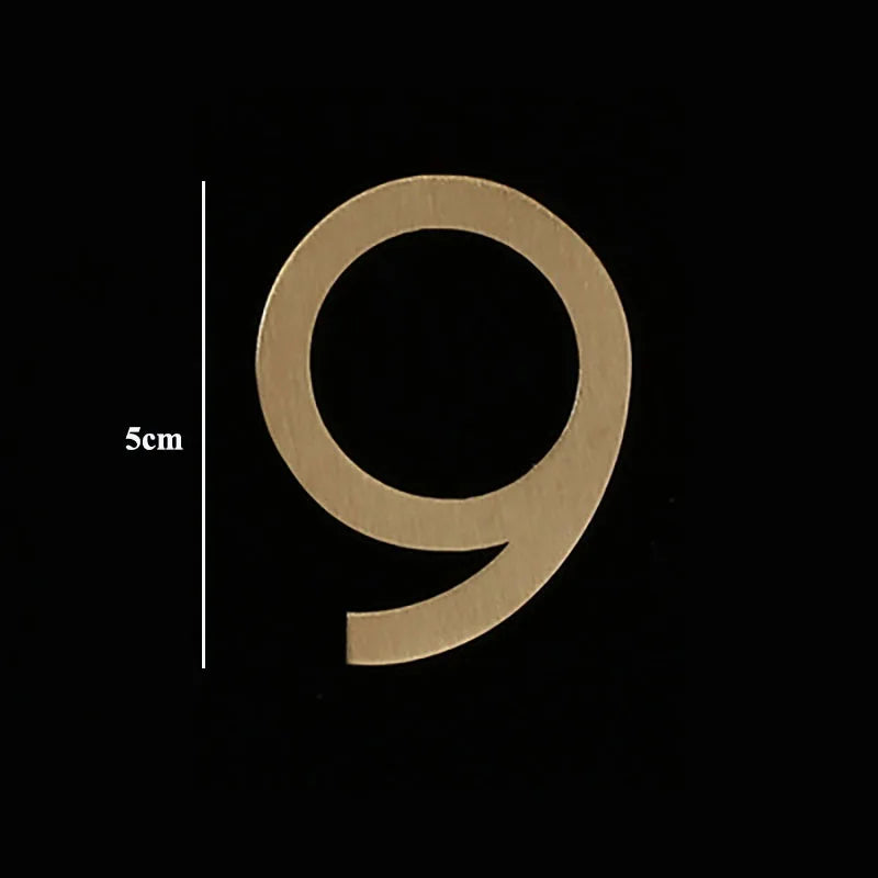 Golden Brass Door Numbers – Custom Decorative Wall Figures for Villas, Hotels, and Dormitories (5cm/7cm)