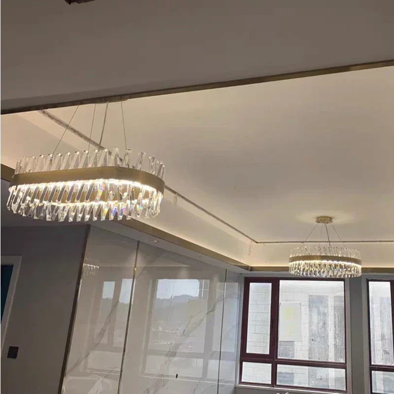 Luxury Crystal LED Chandelier - High-Quality K9 Ceiling Lighting Fixture for Elegant Living Rooms and Dining Spaces