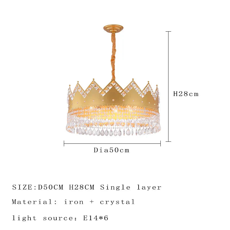 Elegant French Pastoral Golden Crystal Chandelier - Perfect for Living Rooms, Dining Rooms, Bedrooms, and Entrances