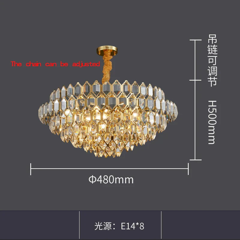 Modern Style Golden Luster Suspended Crystal Chandelier - Elegance for Living Rooms, Bedrooms, and Dining Spaces