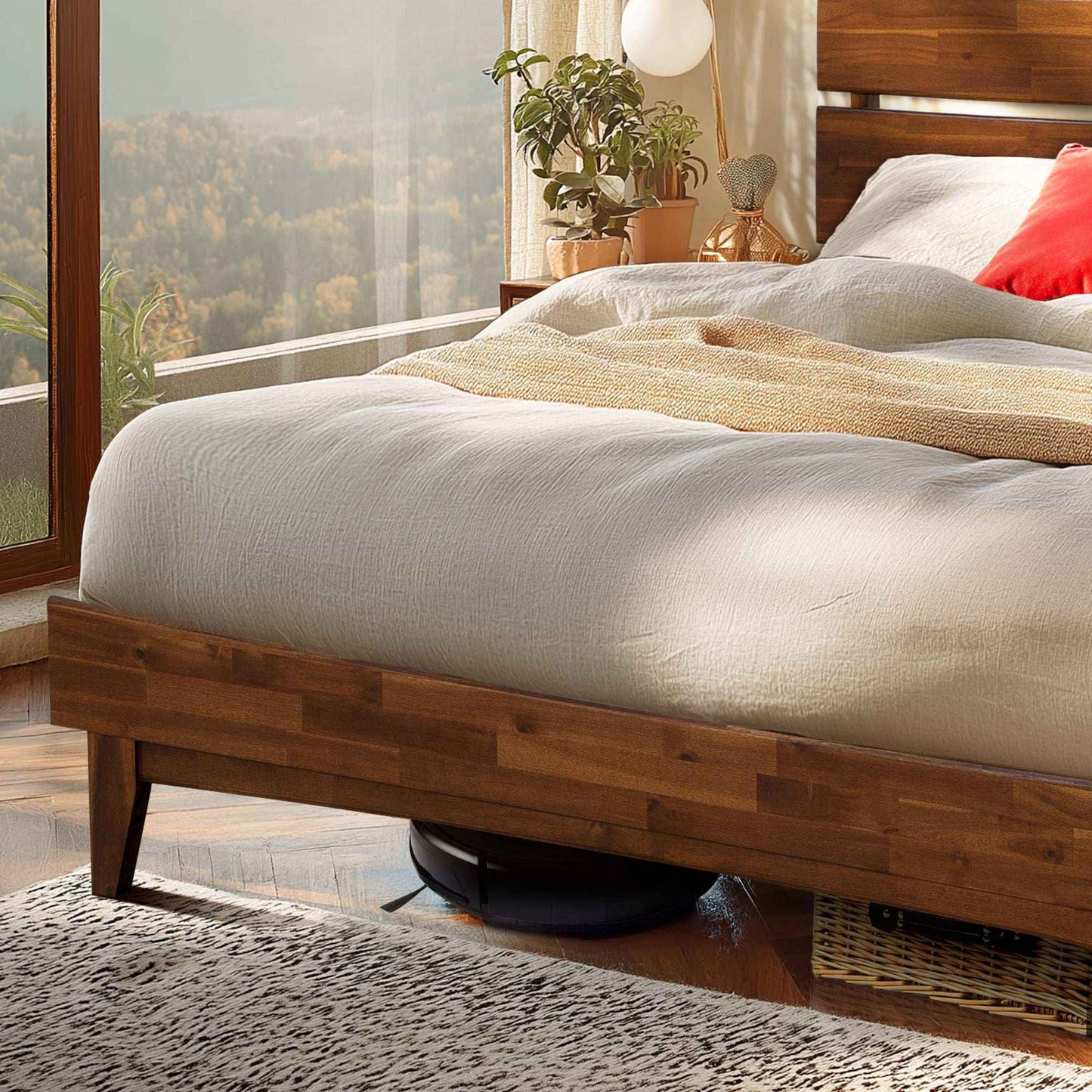 Acacia Aurora Deluxe Wood Platform Bed Frame for Ultimate Comfort and Style