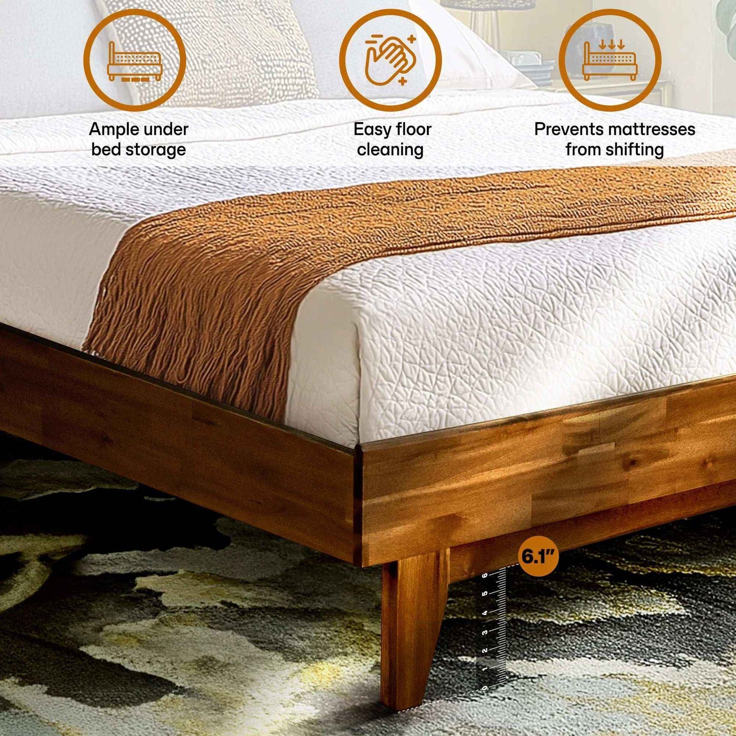 Acacia Solid Wood Bed Frame - Aurora Style for a Stylish Bedroom