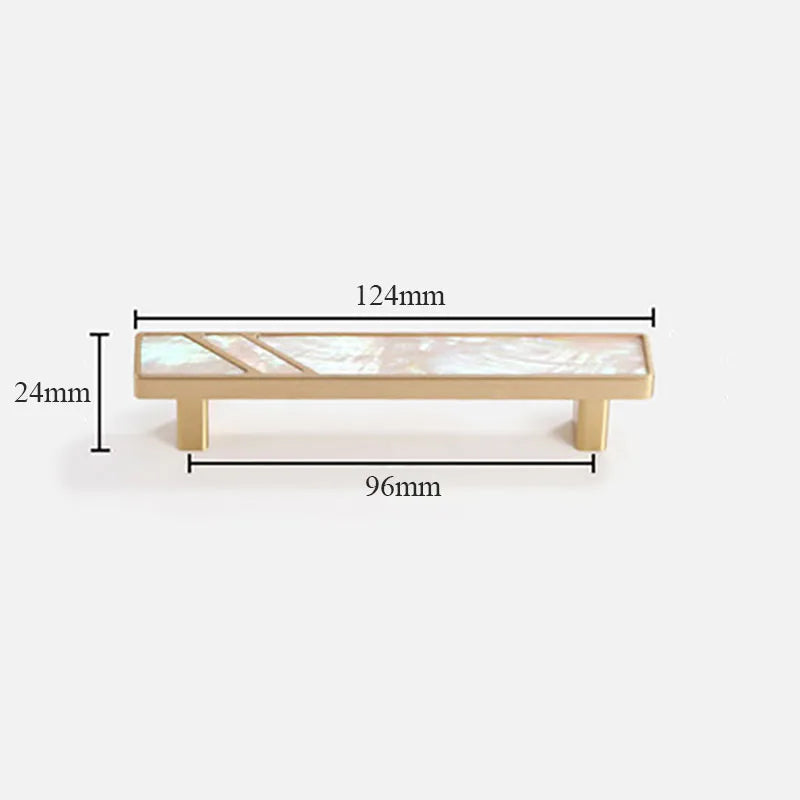 Brass Furniture Handle with Natural Shell – Modern Wardrobe, Drawer, and Dresser Knobs