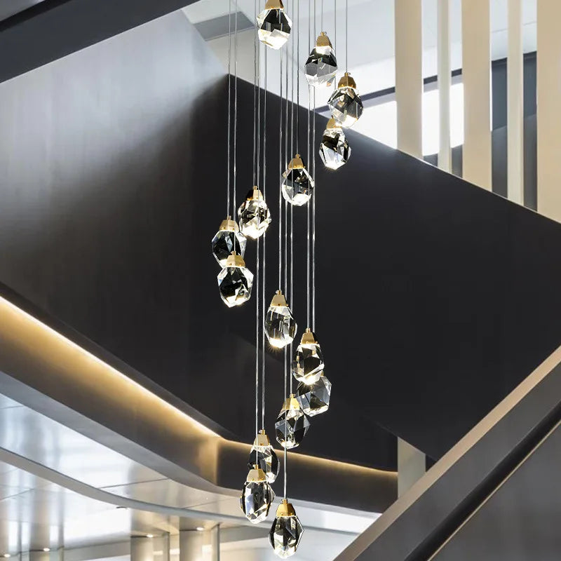 Elegant Light Luxury Crystal Chandelier - Perfect for Staircases, Living Rooms, Duplexes, Villas, and Middle Building Spaces