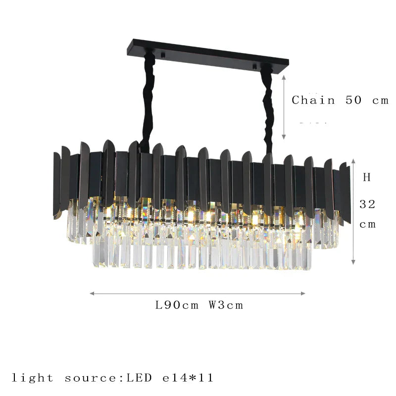 Elegant Black Crystal Chandelier - A Postmodern Light Luxury Addition for Modern Living Rooms and Bedrooms