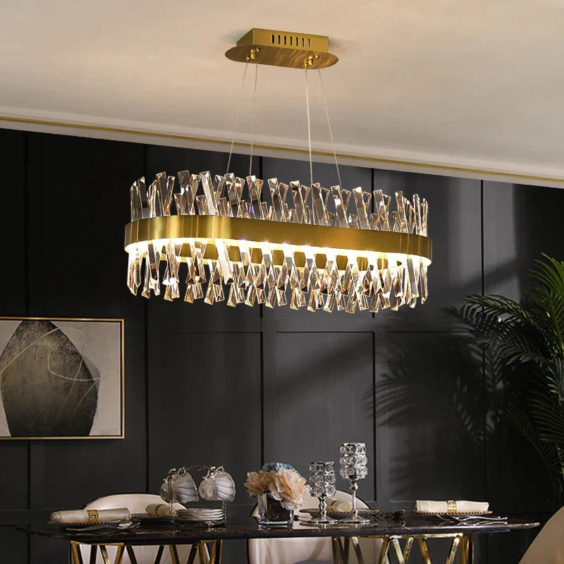 Luxury Crystal LED Chandelier - High-Quality K9 Ceiling Lighting Fixture for Elegant Living Rooms and Dining Spaces