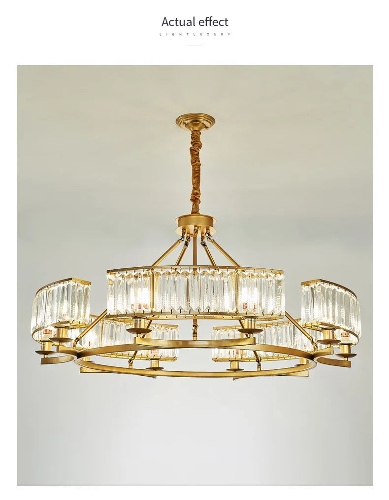 Zoe's K9 Crystal Modern Glass Chandelier - Copper Luxury Hanging Lamp