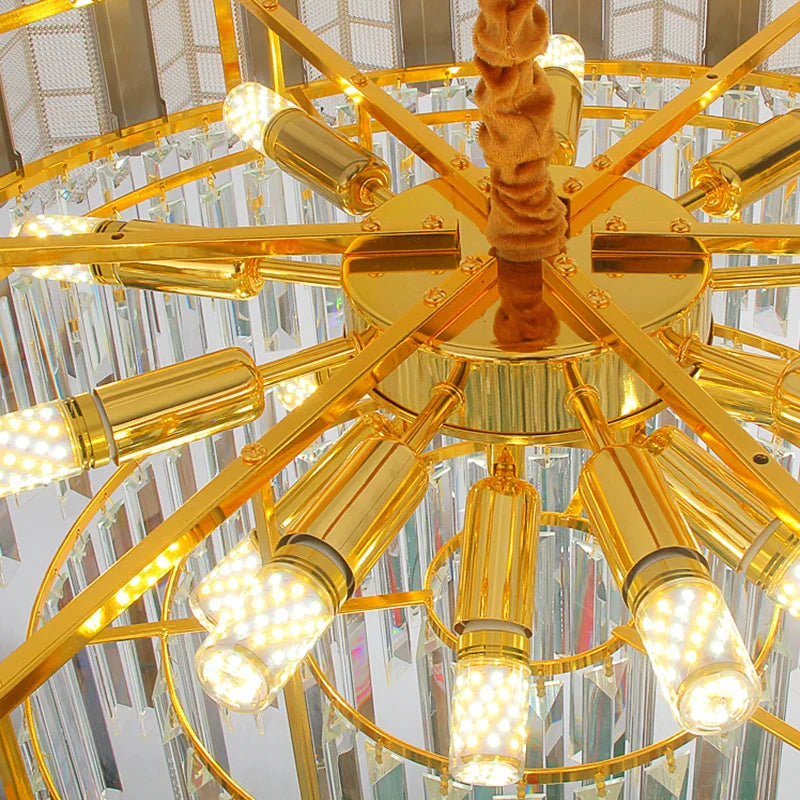 LED Stainless Steel Golden Post-Modern Chandelier - Light Luxury Crystal Elegance for Living Rooms, Bedrooms, and Dining Spaces