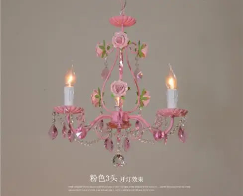 Contemporary Pink Ceiling Chandelier - E14 LED Lighting with Crystal, Iron, and Ceramic Accents