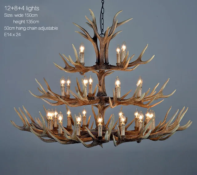 Rustic Antler Chandelier - Industrial Wind Lamps for Restaurant, Internet Cafe, and Hotel Decor