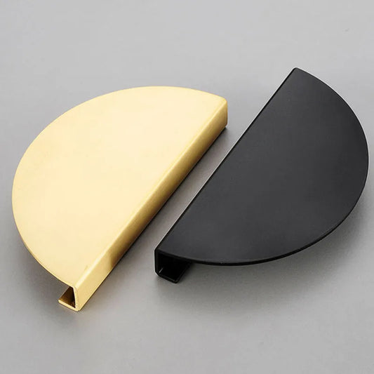 Half-Round Brass Wardrobe Handles – Modern Gold, Black, and Silver Cabinet Pull Knobs (100mm/120mm/150mm)