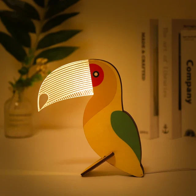 Wood and Acrylic Animals LED Night Light - Charming Decor for Children's Bedrooms