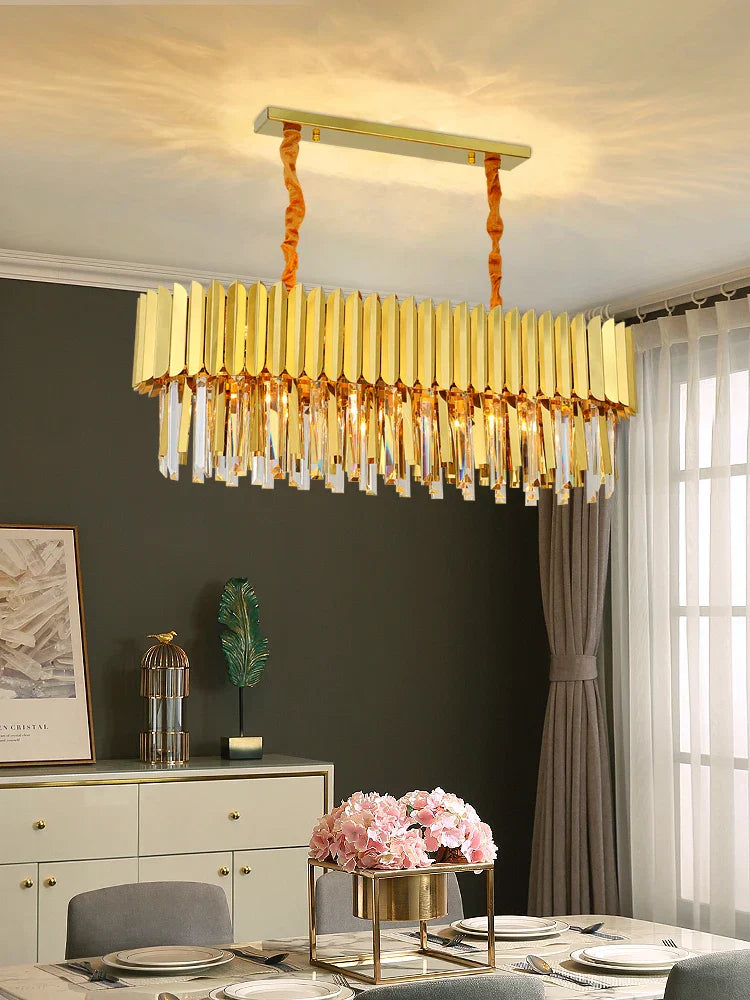 Elegant Post-Modern Crystal Chandelier - Stainless Steel Golden Round Lighting for Living Rooms, Dining Rooms, and Bedrooms
