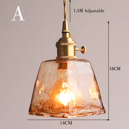 Japanese Style Vintage Brass Glass Chandelier - Elegance for Your Dining and Kitchen Spaces