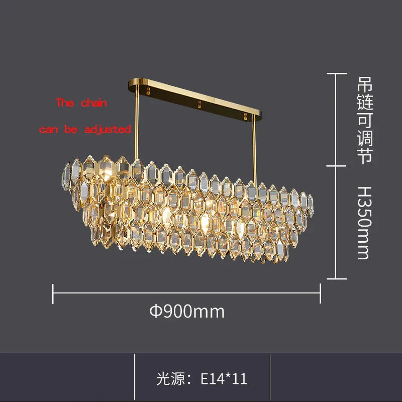 Modern Style Golden Luster Suspended Crystal Chandelier - Elegance for Living Rooms, Bedrooms, and Dining Spaces