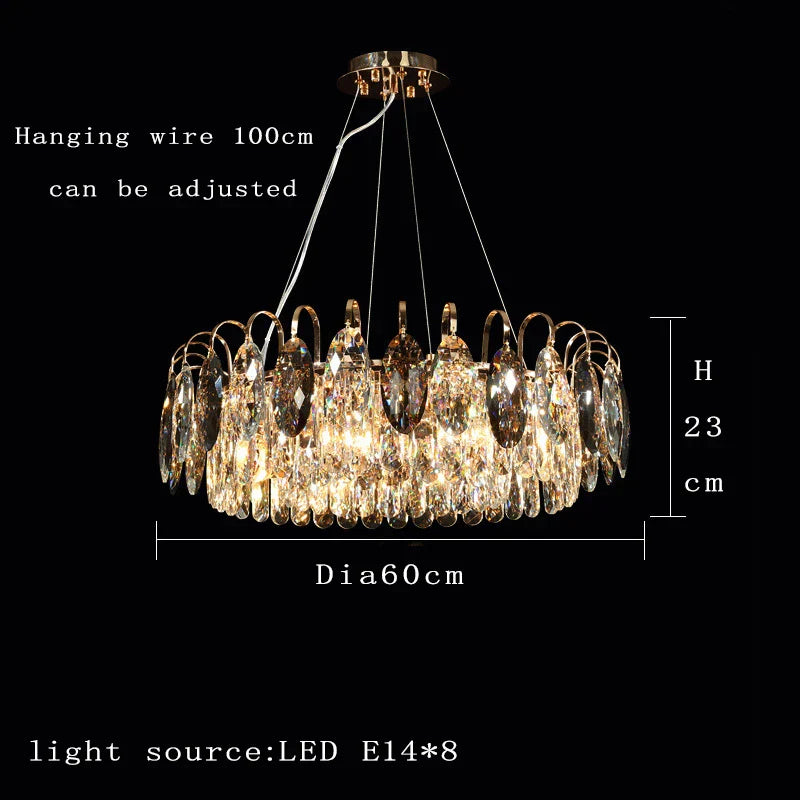 New Modern Crystal Chandelier - Luxurious Home Decor Lighting in Round Gold Design with LED Illumination
