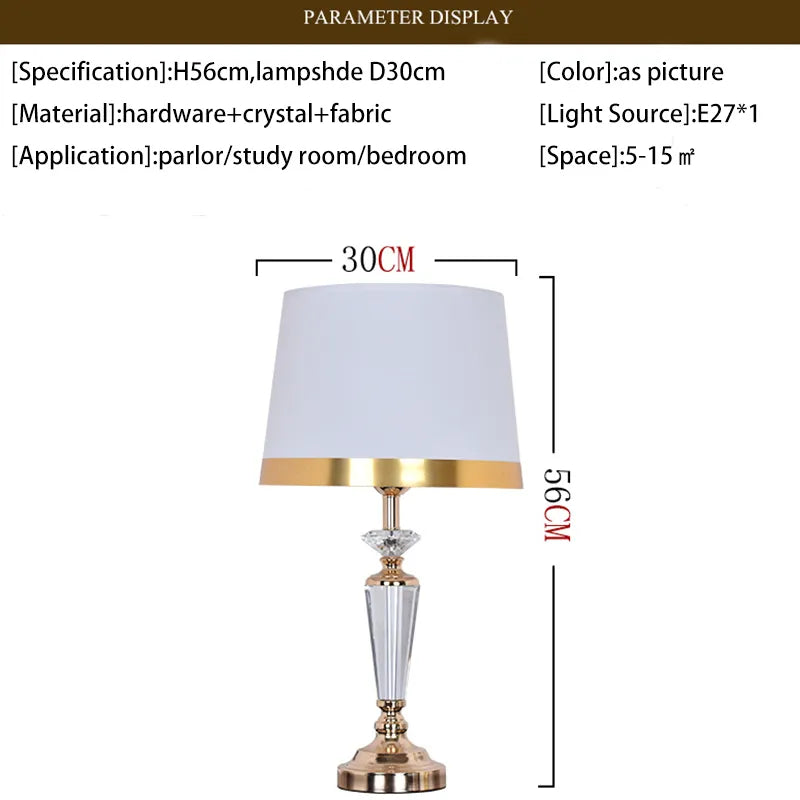 SAROK Modern Crystal Table Lamp - White Luxury LED Desk Lamp for Home and Office Decor