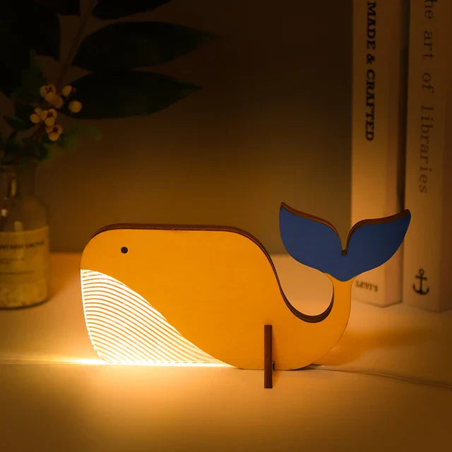 Wood and Acrylic Animals LED Night Light - Charming Decor for Children's Bedrooms