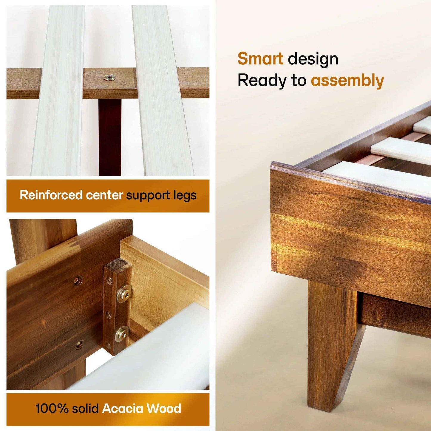 Acacia Solid Wood Bed Frame - Aurora Style for a Stylish Bedroom