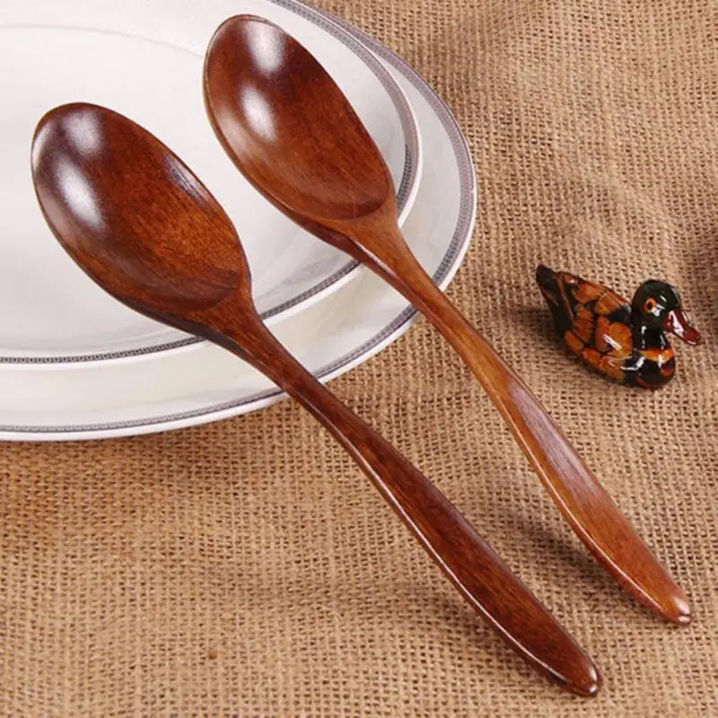 High Quality Natural Wood Spoon Fork Bamboo Kitchen Cooking Dining Soup Tea Honey Coffee Utensil Tools Soup-Teaspoon Tableware