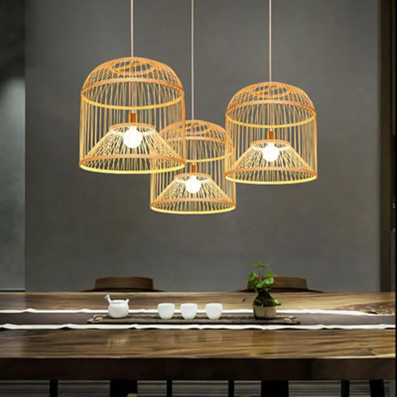Bamboo Ceiling Lamp - Elegant Lighting for Hotel Restaurants, Tea Rooms, Cafes, and Lounge Decor