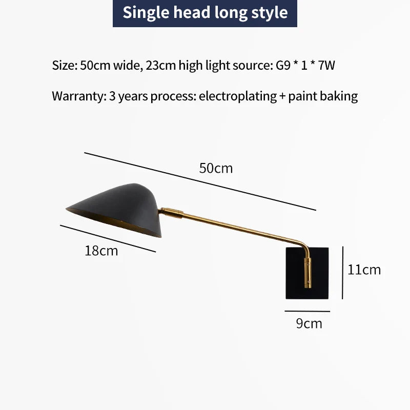 Nordic Light Luxury Double-Headed Wall Lamp  enhance Your Bedroom or Living Room with Artistic Long-Arm Design