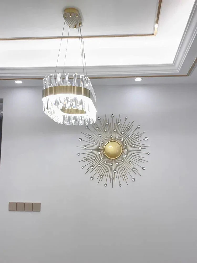 Luxury Crystal LED Chandelier - High-Quality K9 Ceiling Lighting Fixture for Elegant Living Rooms and Dining Spaces