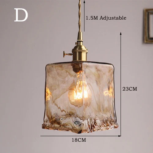 Japanese Style Vintage Brass Glass Chandelier - Elegance for Your Dining and Kitchen Spaces