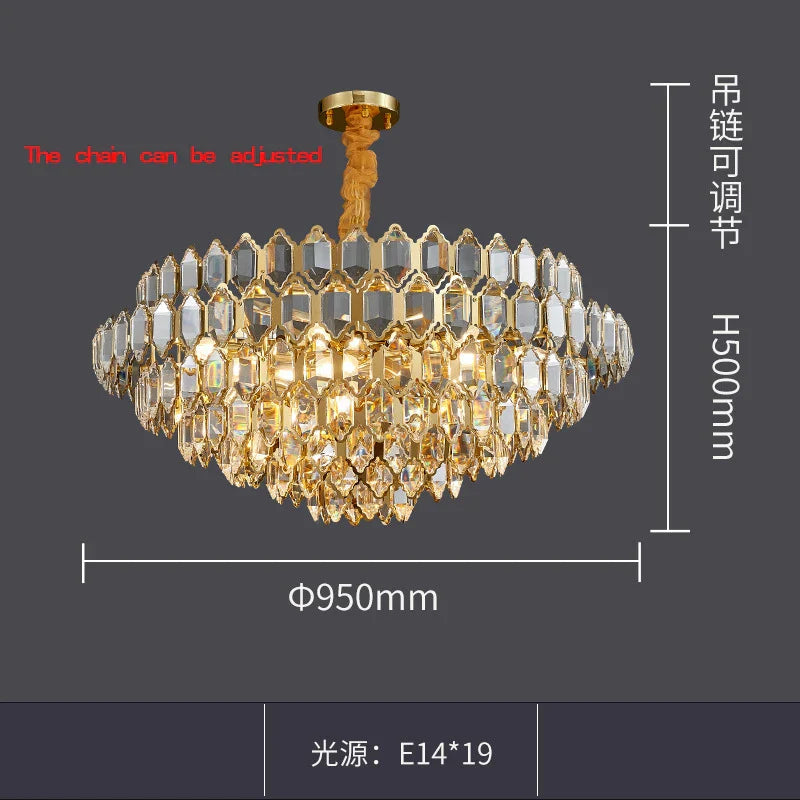 Modern Style Golden Luster Suspended Crystal Chandelier - Elegance for Living Rooms, Bedrooms, and Dining Spaces