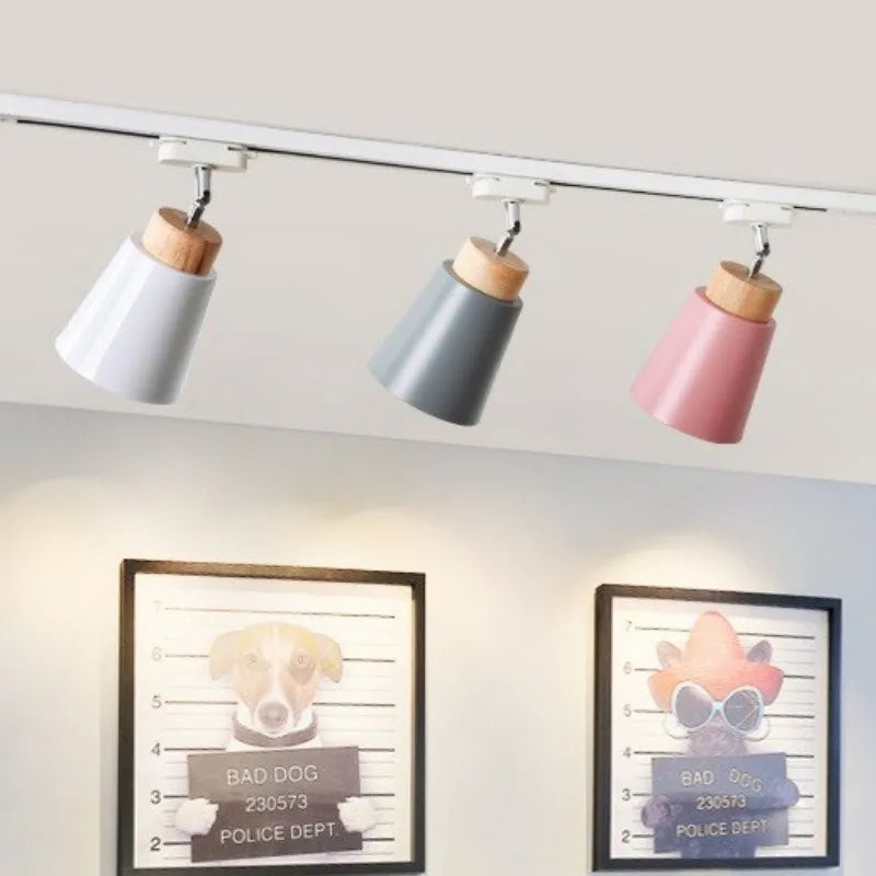 Macaron Nordic Track Light Modern COB Rail Spotlight Living Room Restaurant Wooden Ceiling Lights Commercial Shop Light