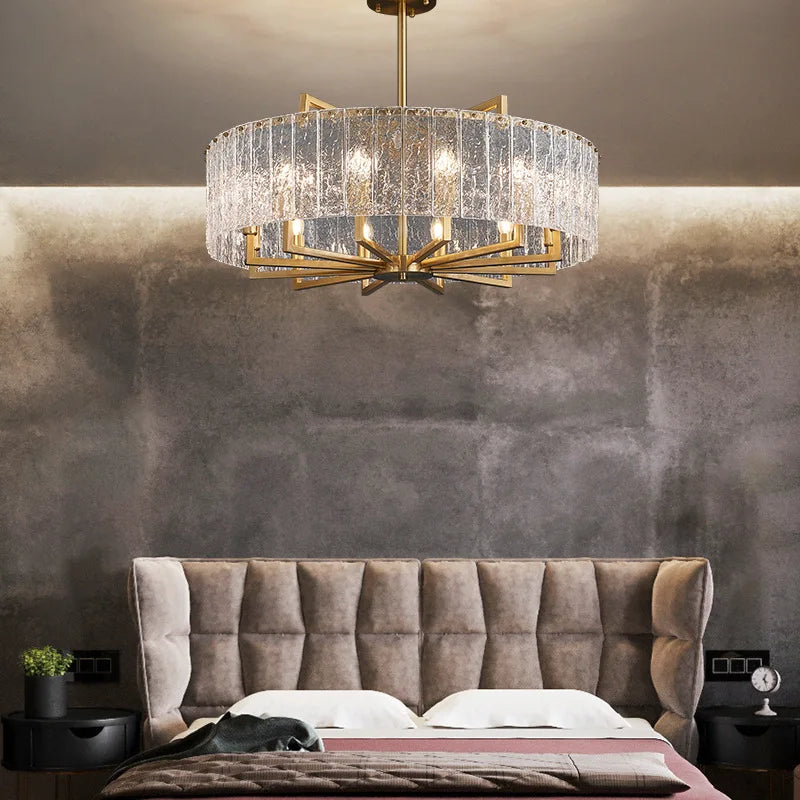 New Modern Glass Chandelier - Luxury Round Design with Creative Gold Accents for Stylish Home Illumination