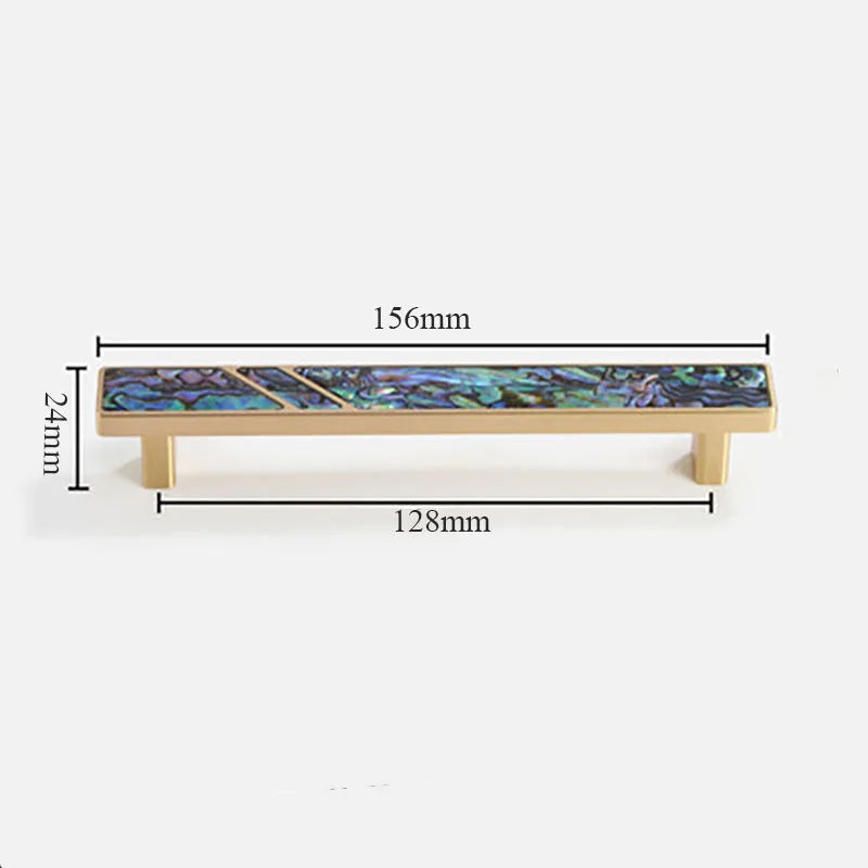 Brass Furniture Handle with Natural Shell – Modern Wardrobe, Drawer, and Dresser Knobs