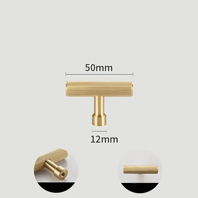 Gold and Black Brass T-Bar Handles – Straight Line Cabinet Pulls and Wardrobe Knobs