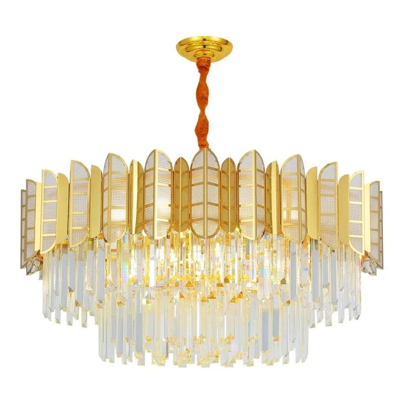 LED Stainless Steel Golden Post-Modern Chandelier - Light Luxury Crystal Elegance for Living Rooms, Bedrooms, and Dining Spaces
