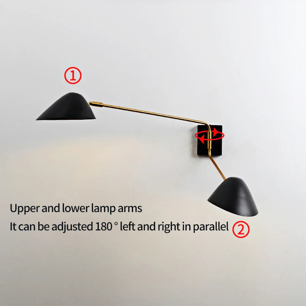 Nordic Light Luxury Double-Headed Wall Lamp  enhance Your Bedroom or Living Room with Artistic Long-Arm Design
