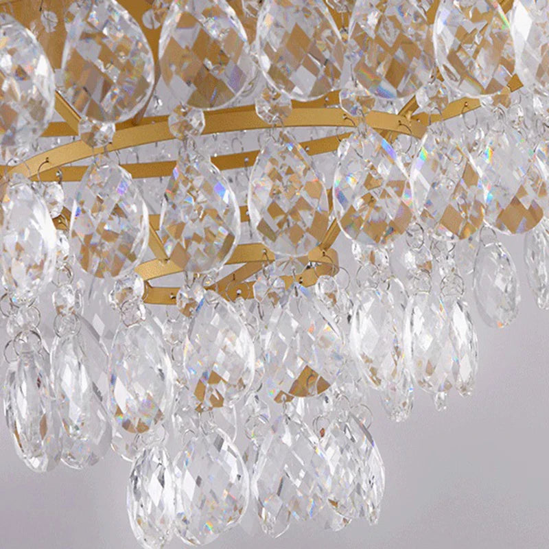 Elegant French Pastoral Golden Crystal Chandelier - Perfect for Living Rooms, Dining Rooms, Bedrooms, and Entrances