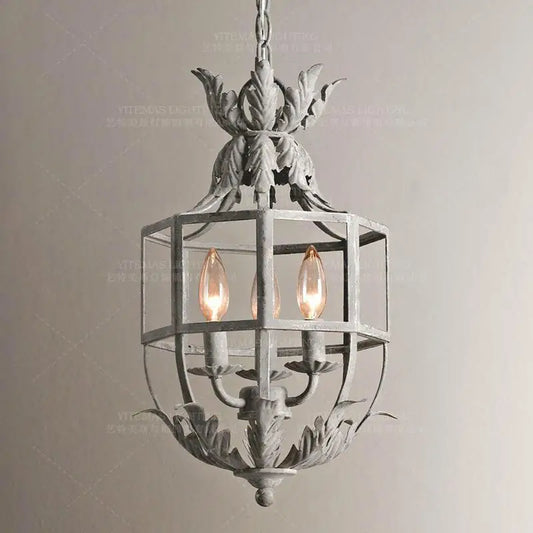 Elegant Candle Chandelier - Vintage Grey Metal Lighting Fixture for Unique Home Decor in Dining Room and Kitchen