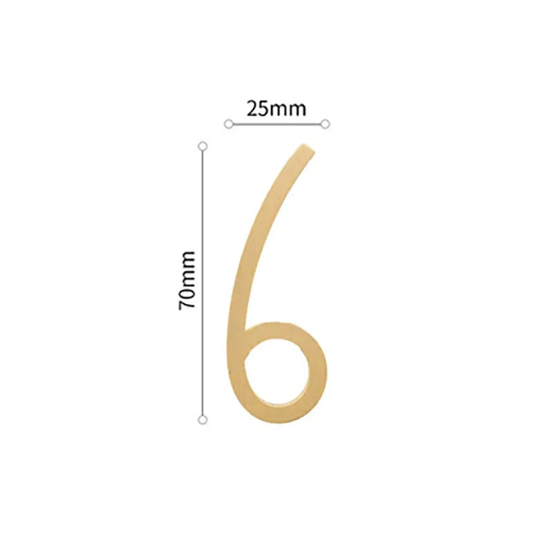 Golden Brass Door Numbers – Custom Decorative Wall Figures for Villas, Hotels, and Dormitories (5cm/7cm)