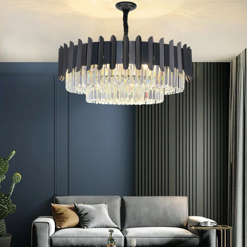 Elegant Black Crystal Chandelier - A Postmodern Light Luxury Addition for Modern Living Rooms and Bedrooms