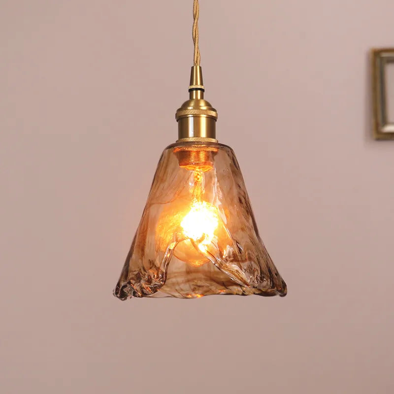 Japanese Style Vintage Brass Glass Chandelier - Elegance for Your Dining and Kitchen Spaces