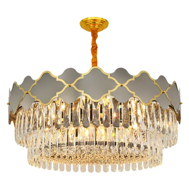 Postmodern Light Stainless Steel Crystal Chandelier - Starry Sky Illumination for Living, Dining, and Bedroom Ambiance