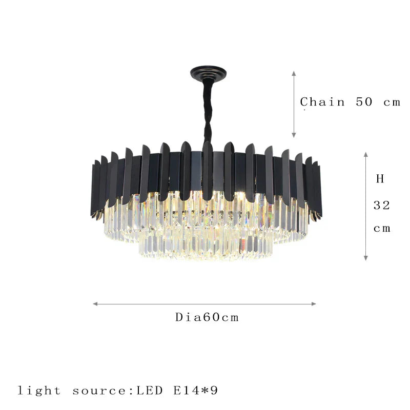 Elegant Black Crystal Chandelier - A Postmodern Light Luxury Addition for Modern Living Rooms and Bedrooms