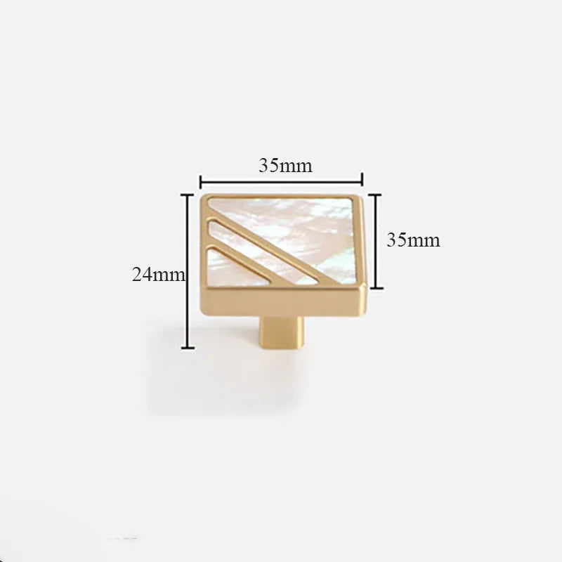 Brass Furniture Handle with Natural Shell – Modern Wardrobe, Drawer, and Dresser Knobs