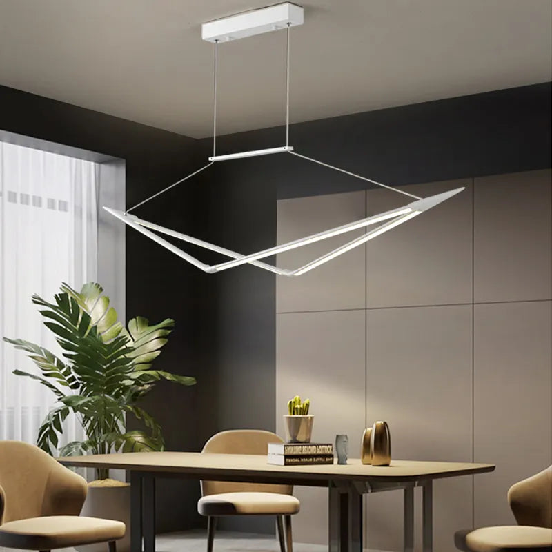 Contemporary RC+Dimmable Chandelier - Perfect for Living Rooms, Dining Rooms, and Kitchens in Black, White, or Gold Finish