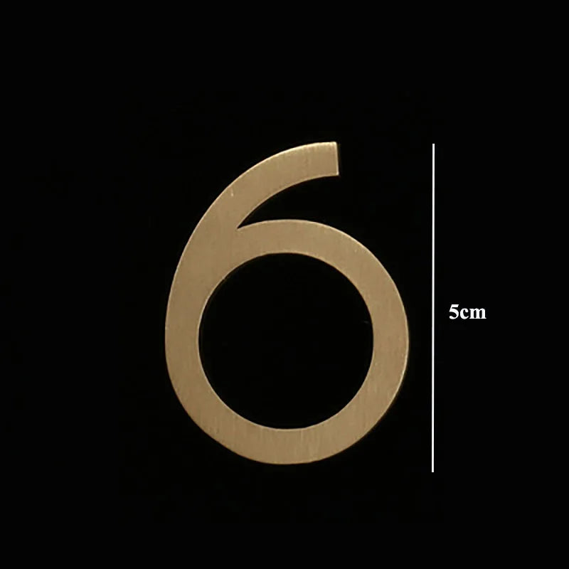Golden Brass Door Numbers – Custom Decorative Wall Figures for Villas, Hotels, and Dormitories (5cm/7cm)