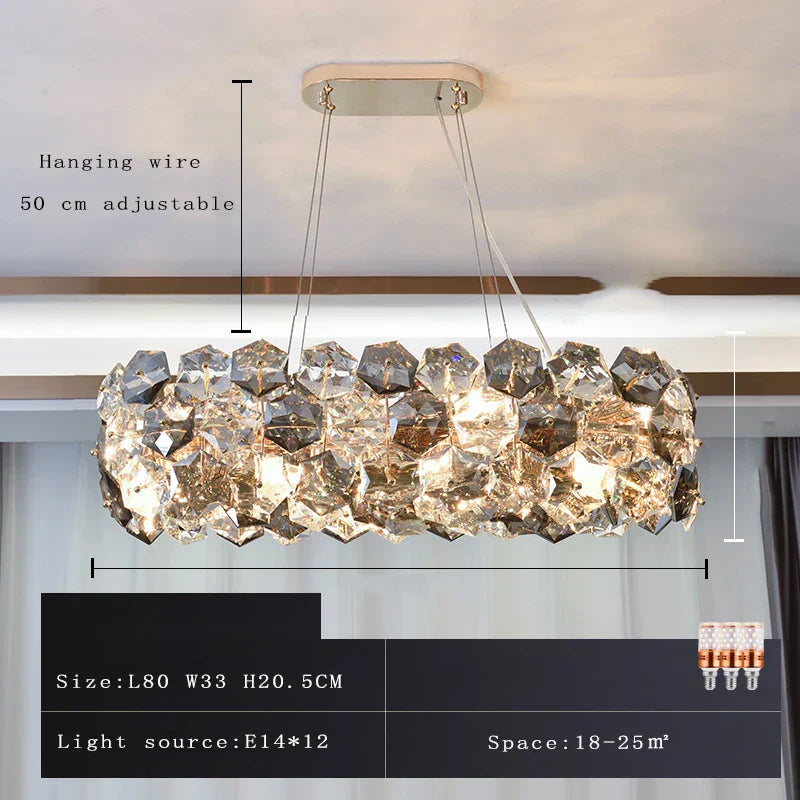 Post-modern Crystal Wrought Iron Chandelier - Elegance for Dining Rooms, Creative Living Rooms, and Glossy Suspension Lighting in Bedrooms