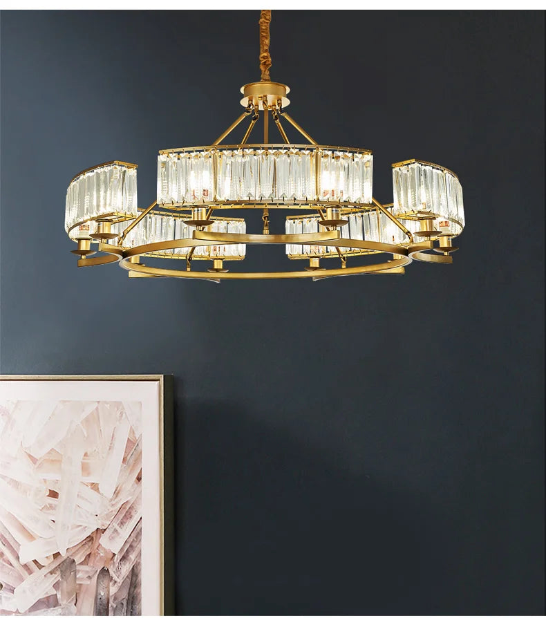 Zoe's K9 Crystal Modern Glass Chandelier - Copper Luxury Hanging Lamp