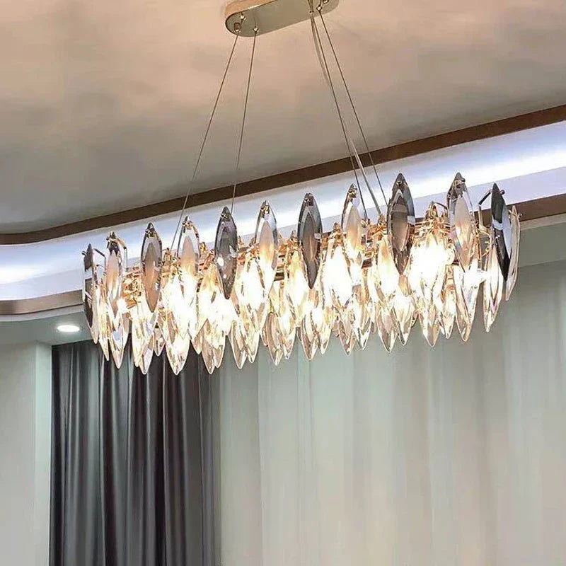 Elegant Round Gold LED Crystal Chandelier - A Modern Luxury Lighting Fixture for Dining Rooms, Living Rooms, and Home Decor