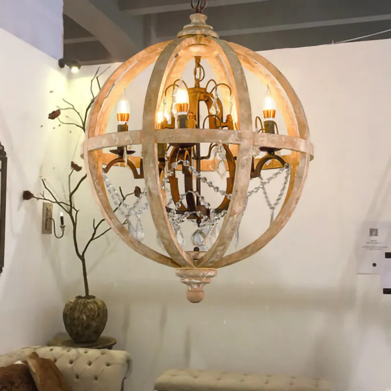 Astra - Retro Solid Wood LED Hanging Chandelier
