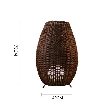 Asian Natural Rattan Floor Lamp - Versatile Indoor and Outdoor Lighting for Living Spaces